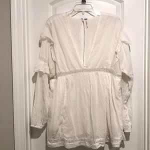 Free People Romper Cotton & Lace Ruffled Sz S Perfect Addition Summer Wa…